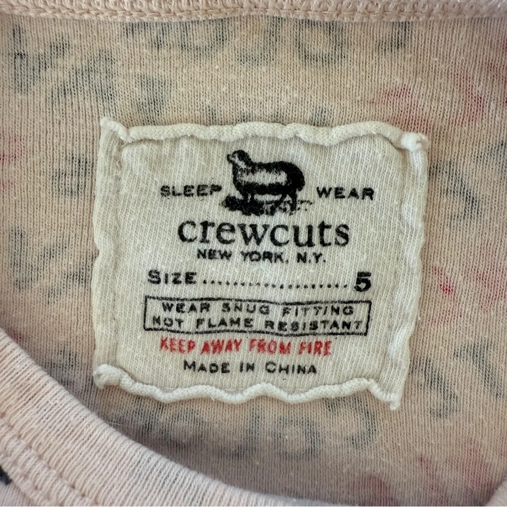 J.Crew Crewcuts Pink Graphic Print Cotton Pajama Set Long Sleeve Girls Size 5